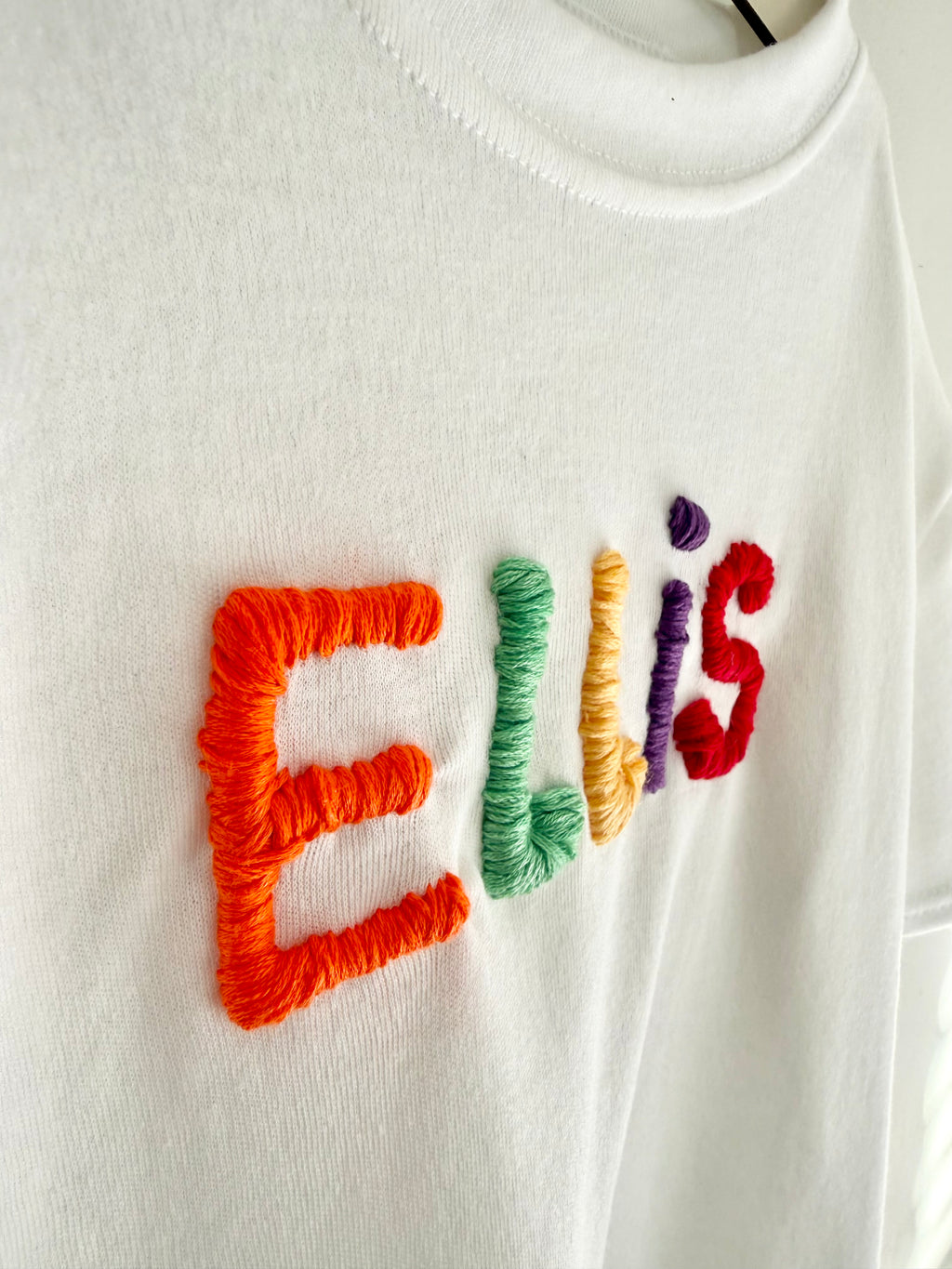 Hand sewn Personalised Tshirt. 6 letters or less.