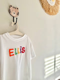 Hand sewn Personalised Tshirt. 6 letters or less.