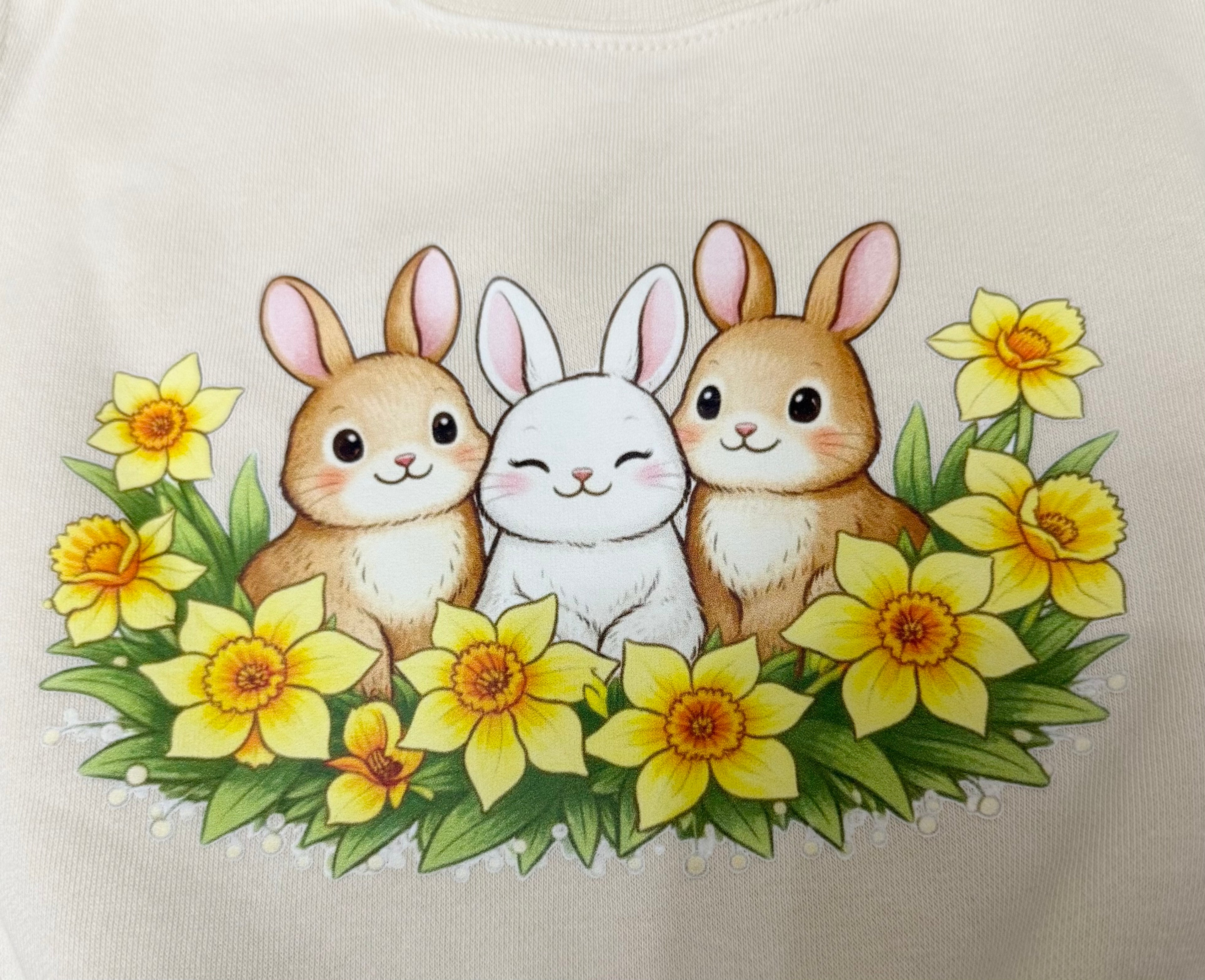 Daffodil & Bunnies Natural Sweater