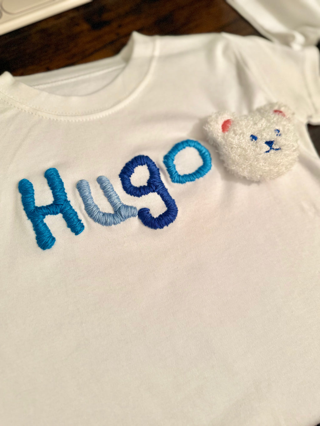 Hand sewn Personalised Tshirt. 6 letters or less.