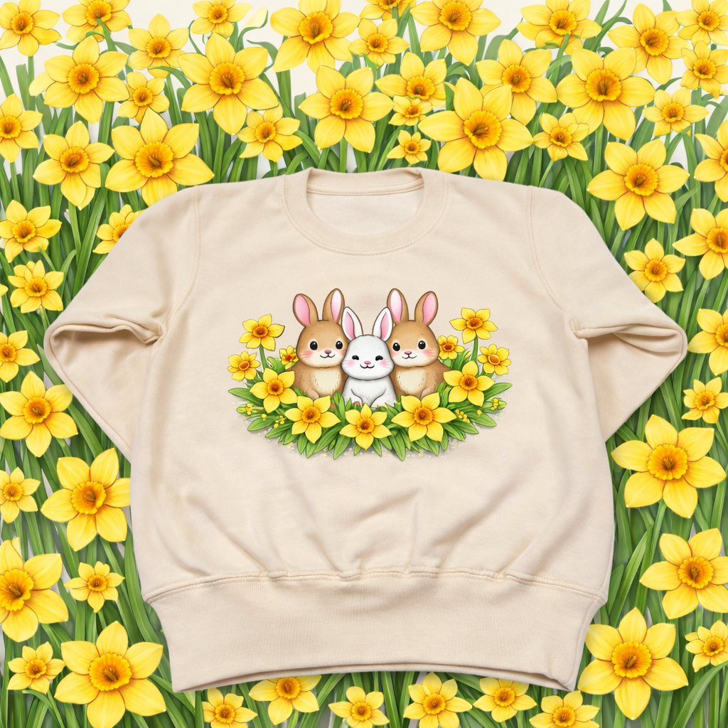 Daffodil & Bunnies Natural Sweater